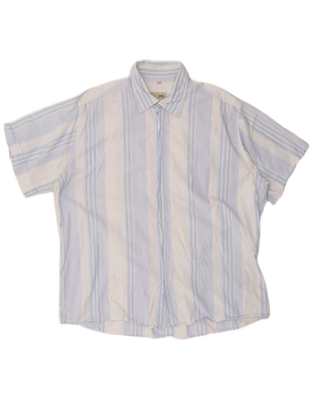 CAMEL ACTIVE Мужская тонкая рубашка с коротким рукавом 2XL Синяя Полосатая