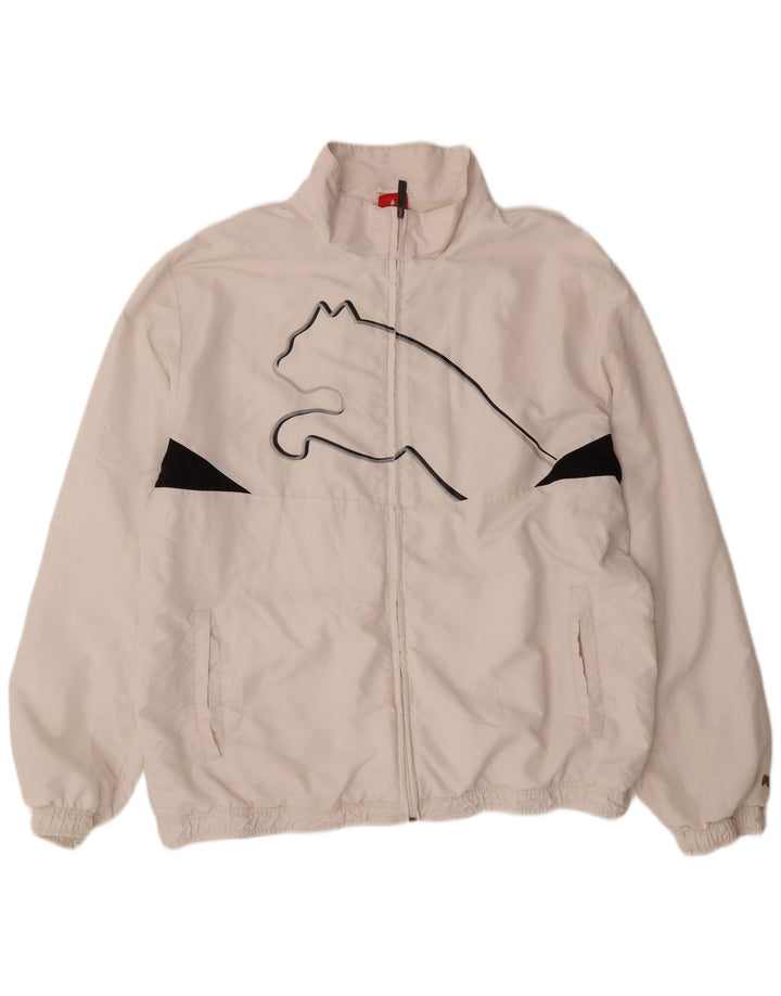 PUMA Mens Graphic Tracksuit Top Jacket 2XL Off White Colourblock
