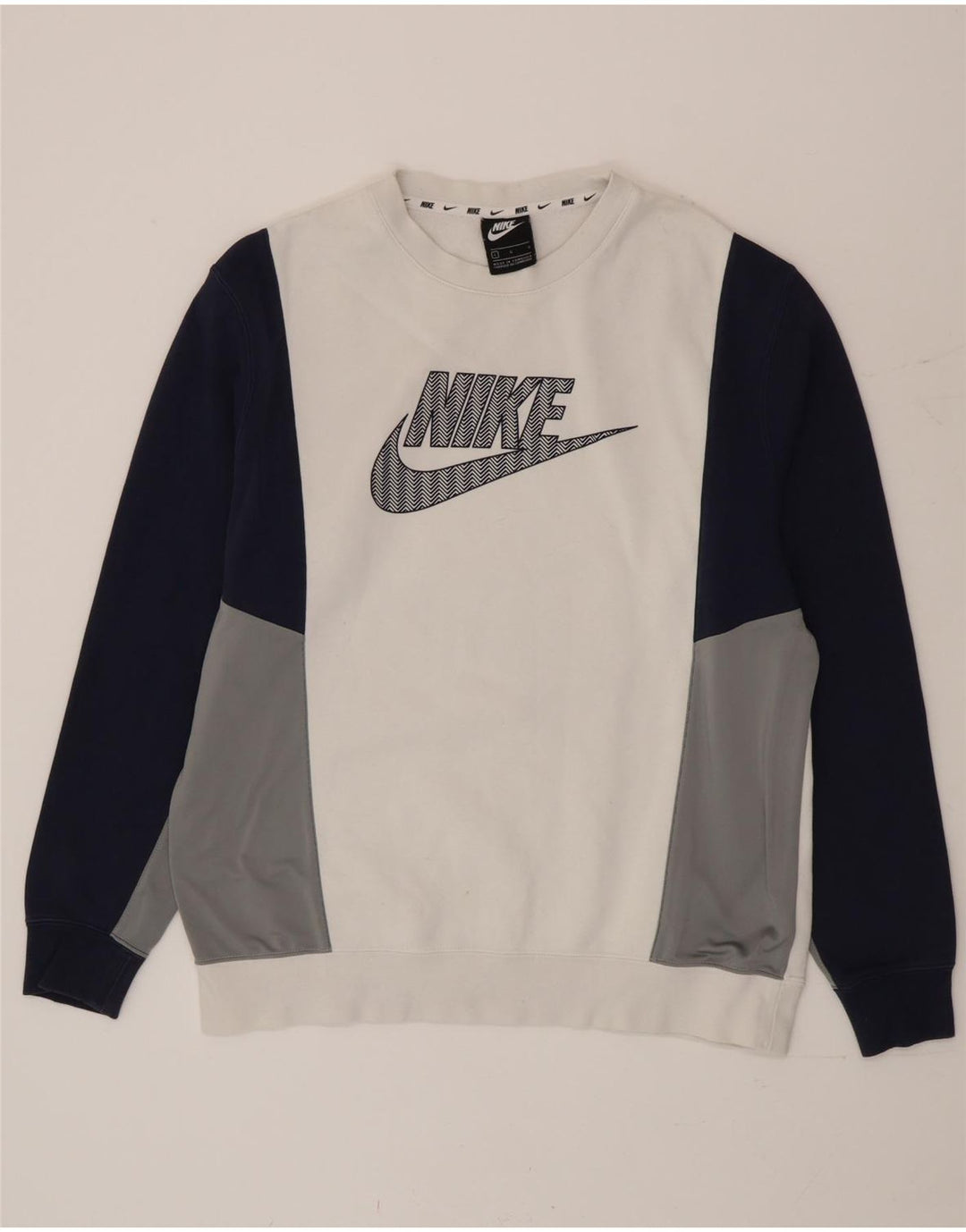 Мужской свитшот с рисунком Nike, большой белый хлопковый джемпер с цветными блоками