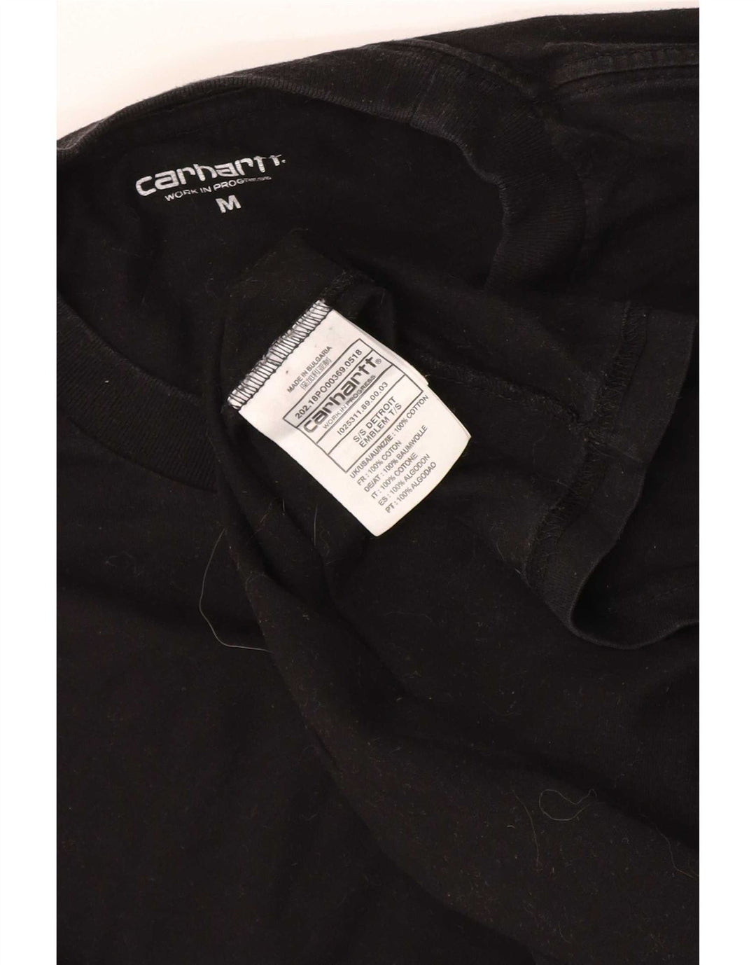Мужская футболка с рисунком Carhartt из хлопка среднего размера, черная