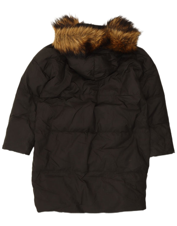 Женское пуховое пальто оверсайз с капюшоном Zara UK 10, маленький черный нейлон