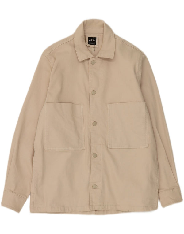 Мужская куртка Zara UK 38, средний бежевый, хлопок