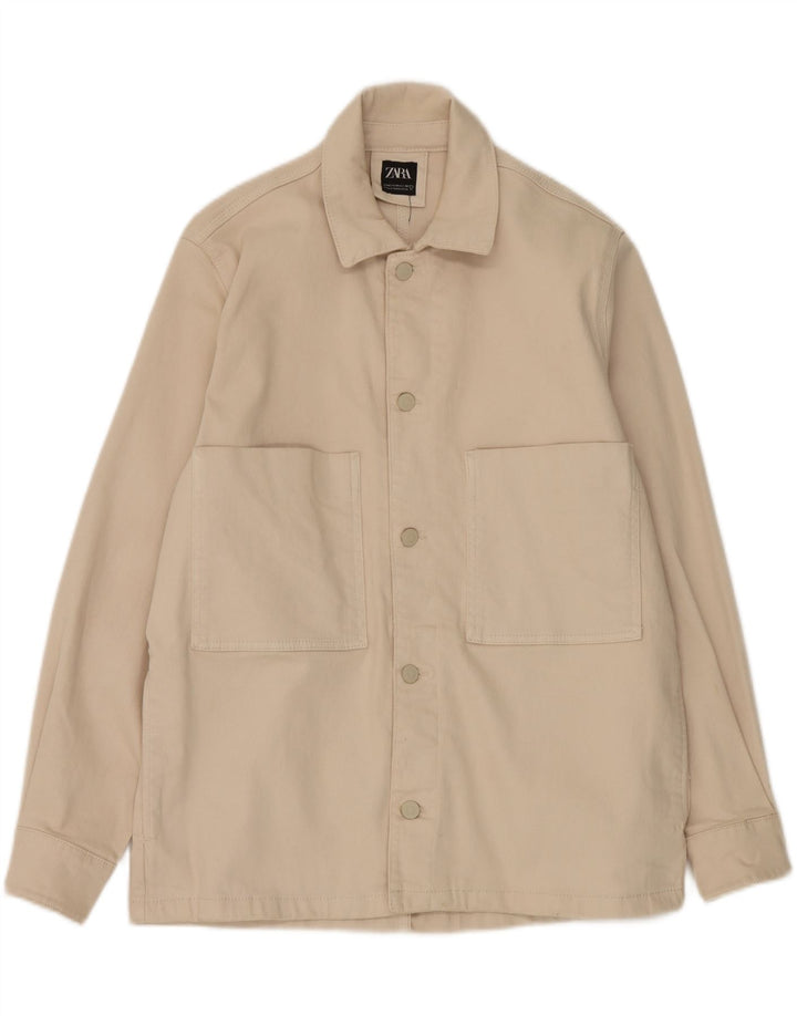 Мужская куртка Zara UK 38, средний бежевый, хлопок