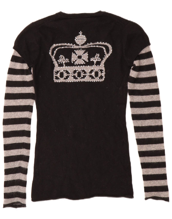 BCBGMAXAZRIA Женский джемпер с круглым вырезом с графическим рисунком UK 6 XS, черный в полоску