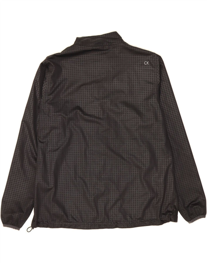 CALVIN KLEIN Mens Golf Rain Jacket UK 42 XL Black Check Polyester Vintage Calvin Klein and Second-Hand Calvin Klein from Messina Hembry 