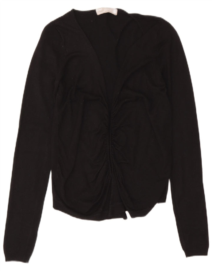 Женский открытый кардиган Zara UK 12, средний черный вискоза