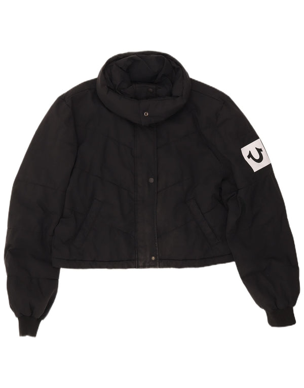 Женская укороченная стеганая куртка TRUE RELIGION UK 16, большой черный полиэстер