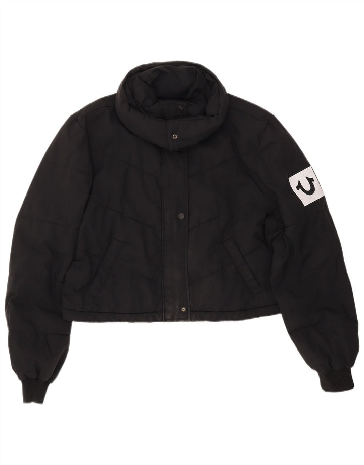 Женская укороченная стеганая куртка TRUE RELIGION UK 16, большой черный полиэстер