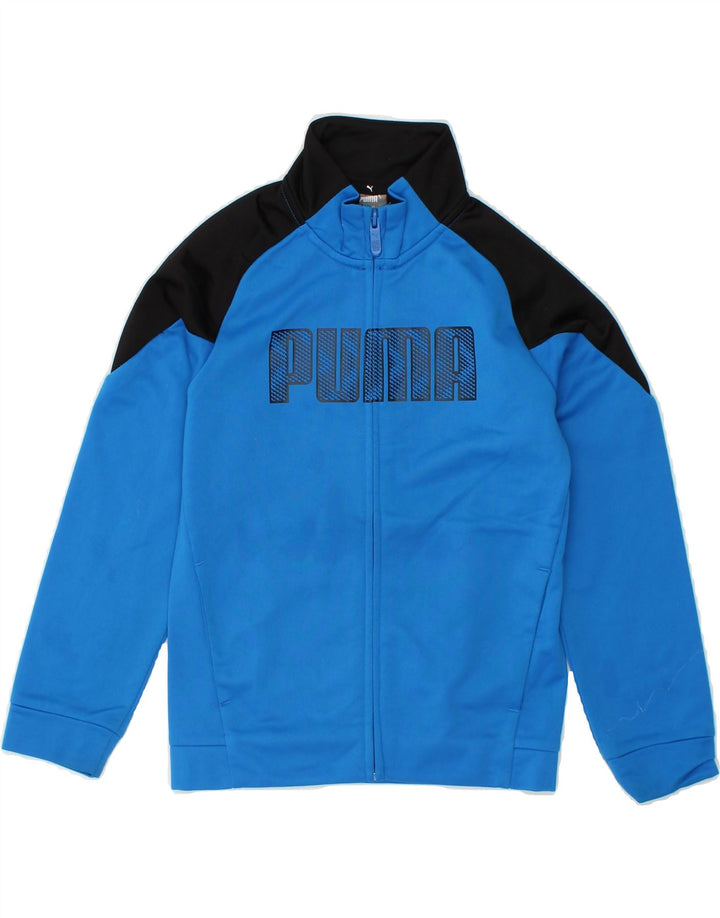 PUMA Boys Graphic Tracksuit Top Jacket 7-8 Years Blue Colourblock Vintage Puma and Second-Hand Puma from Messina Hembry 