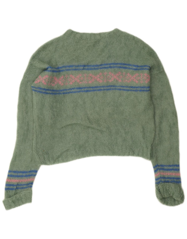 Винтажный женский джемпер с высоким воротником, Великобритания, 18 XL, зеленый