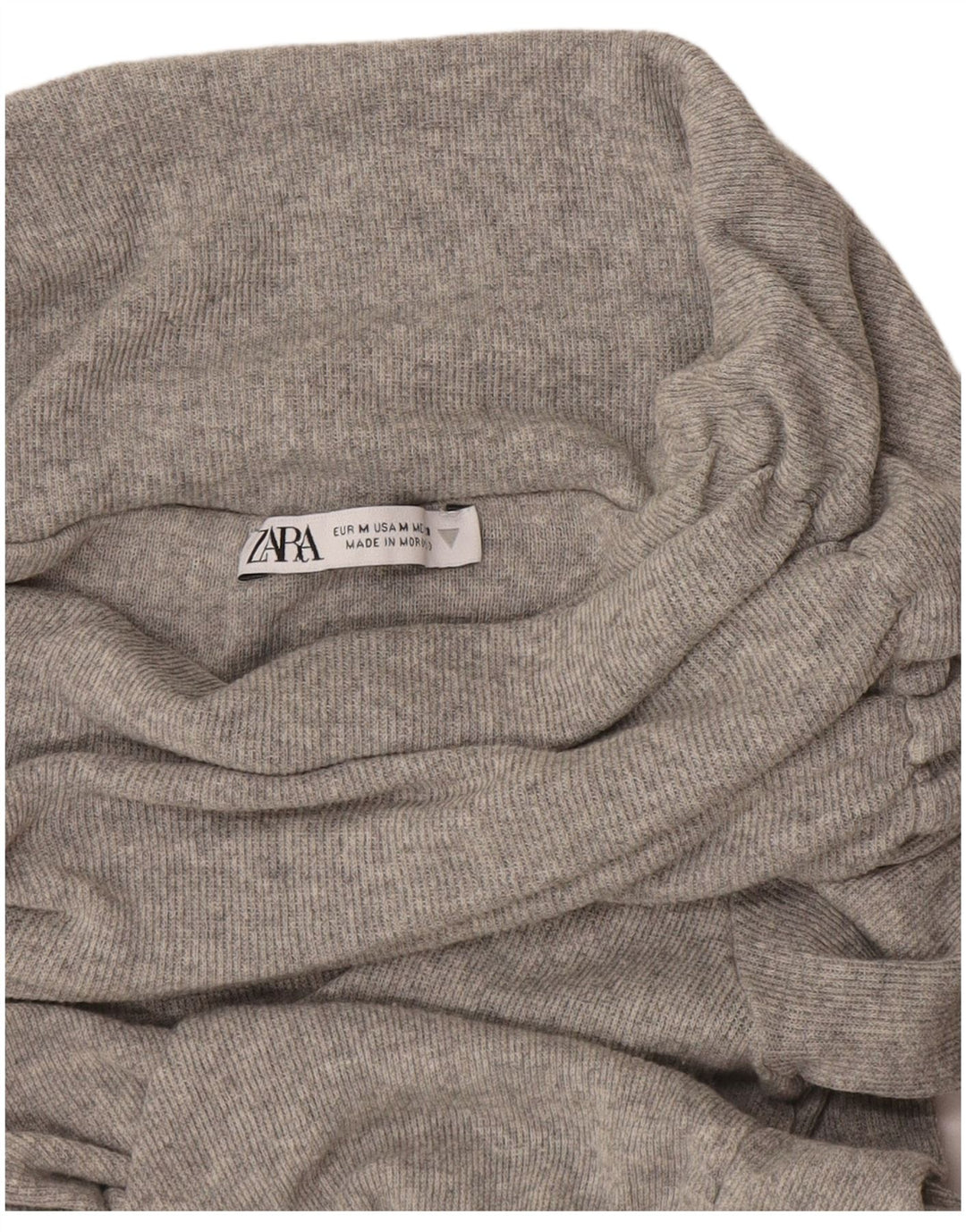 Женский топ с высоким воротником Zara с длинным рукавом UK 12, средний серый, в крапинку