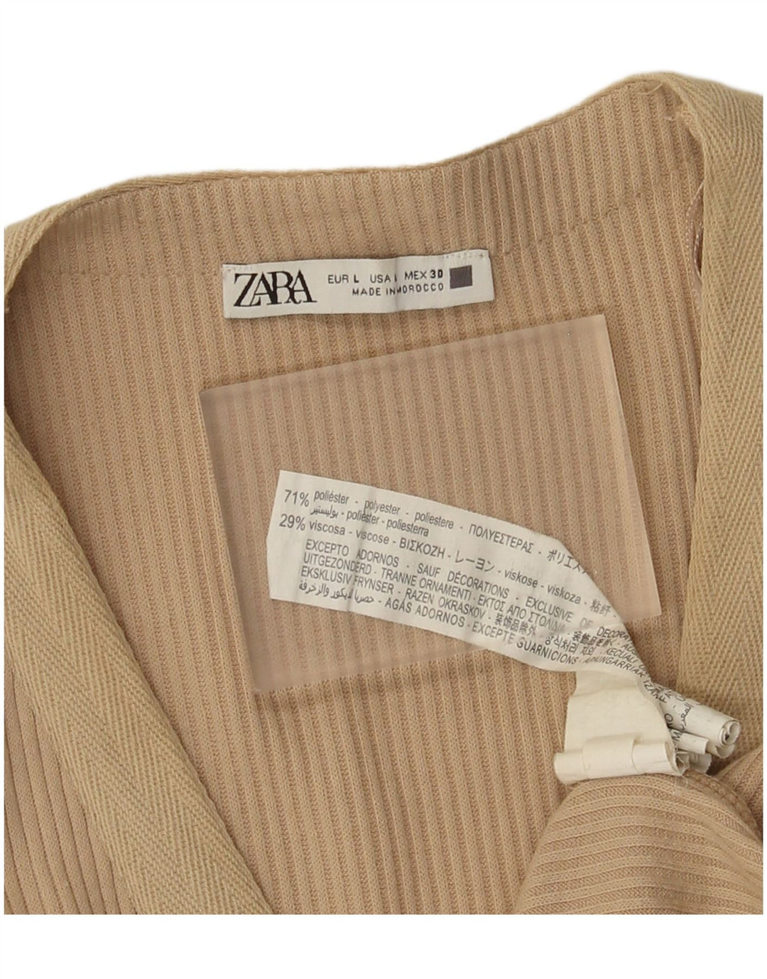 Женское платье макси без рукавов Zara UK 16, большой размер, бежевый полиэстер