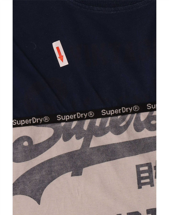 Мужской супертонкий топ с графическим рисунком Superdry, с длинным рукавом, 2XL, синий с цветными блоками