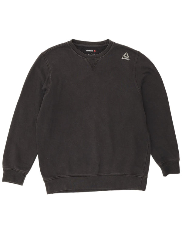 Reebok Mens Sweatshirt Jumper Large Black Cotton