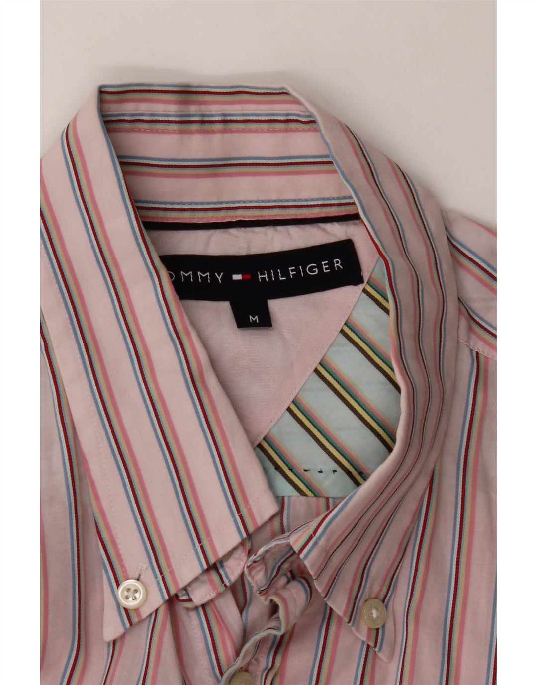 Tommy Hilfiger Мужская рубашка в розовую полоску среднего размера