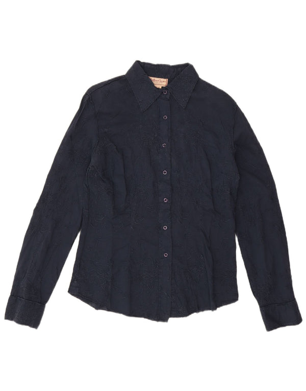 Женская рубашка Marlboro Classics EU 44 XL Темно-синяя с цветочным принтом