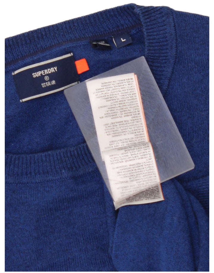 SUPERDRY Мужской джемпер с круглым вырезом, большой синий хлопковый свитер