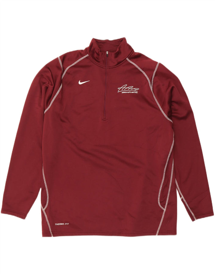 NIKE Mens Therma-Fit Zip Neck Sweatshirt Jumper 2XL Red Polyester