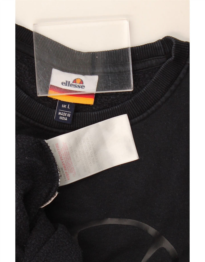 ELLESSE Мужской свитшот с графическим рисунком, большой темно-синий хлопковый джемпер