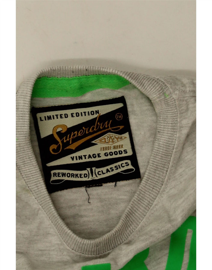 Superdry Мужская футболка с рисунком Верх среднего серого цвета, хлопок