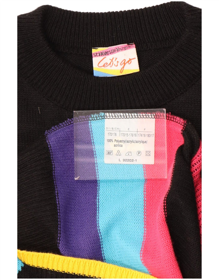 ВИНТАЖНОЕ женское платье-джемпер с графическим рисунком UK 16, большое черное цветное блокнот