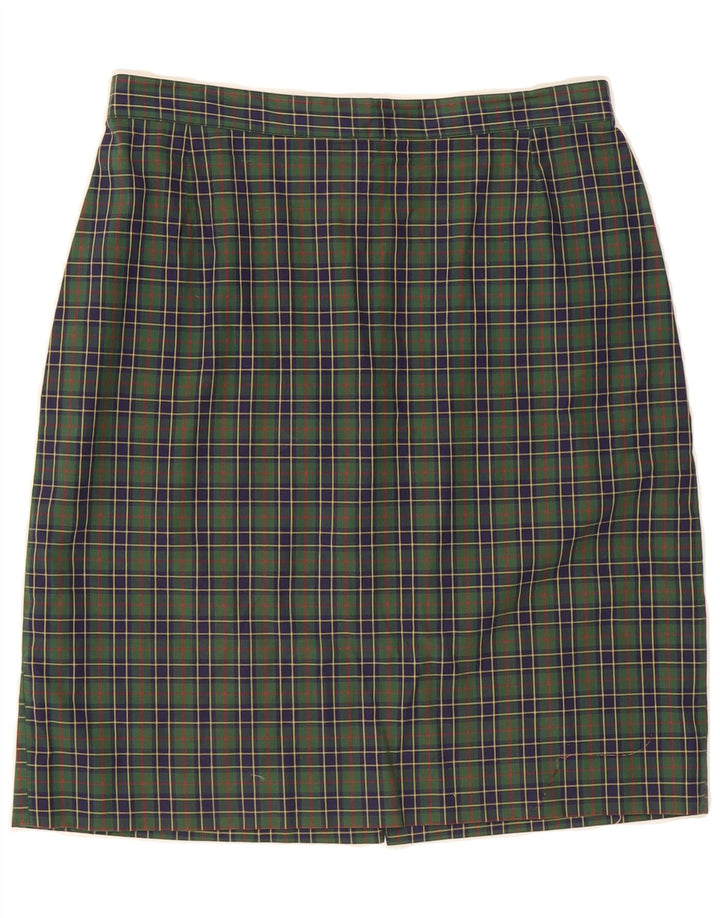 ALL OVER Womens Pencil Skirt IT 44 Medium W28 Green Check Cotton Vintage All Over and Second-Hand All Over from Messina Hembry 