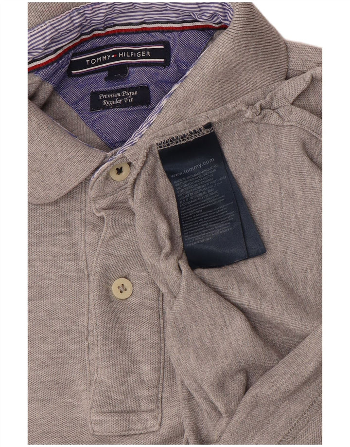 TOMMY HILFIGER Мужская рубашка поло стандартного кроя, средний серый хлопок