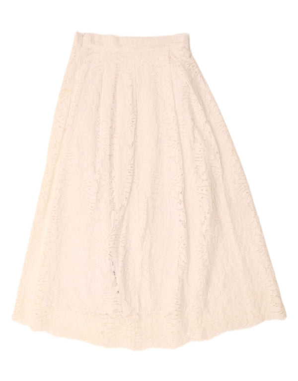 Женская макси кружевная расклешенная юбка Zara XS W25, белый хлопок, цветочный принт