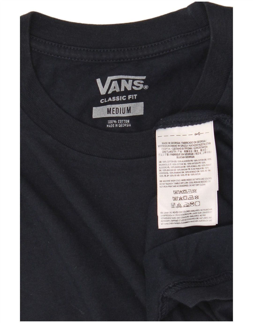 Мужская футболка классического кроя Vans, темно-синий, хлопковый топ среднего размера
