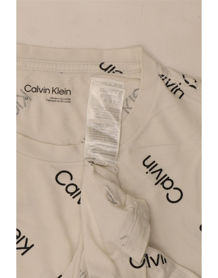 Мужская футболка с рисунком Calvin Klein, топ среднего размера, белый хлопок, хлопок