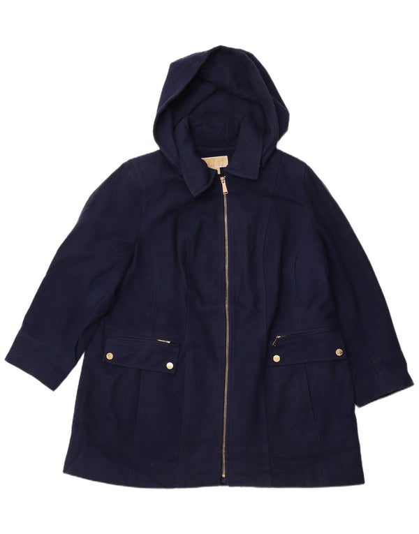 Женское пальто с капюшоном MICHAEL KORS UK 18 XL, темно-синее, шерсть