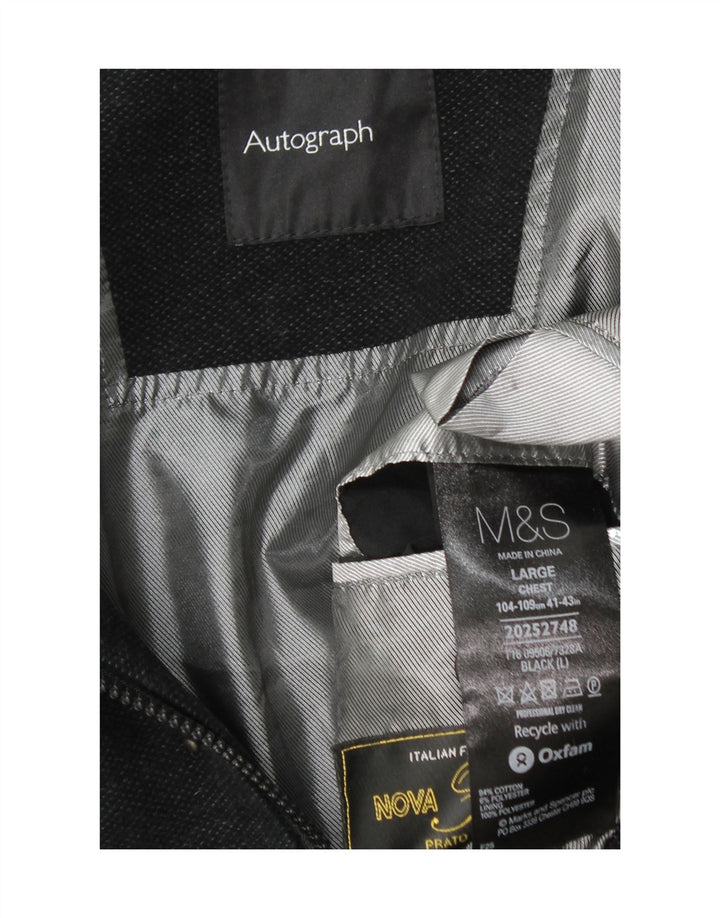MARKS & SPENCER Mens Utility Jacket UK 40 Large Black Cotton Vintage Marks & Spencer and Second-Hand Marks & Spencer from Messina Hembry 