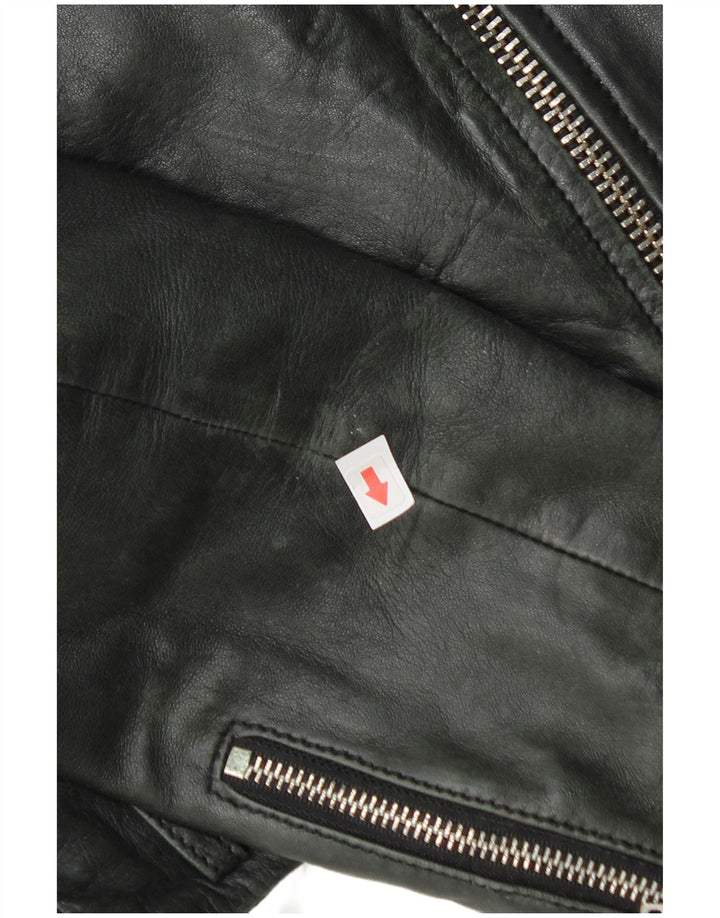 Женская укороченная кожаная косуха Zara UK 12, средний черный