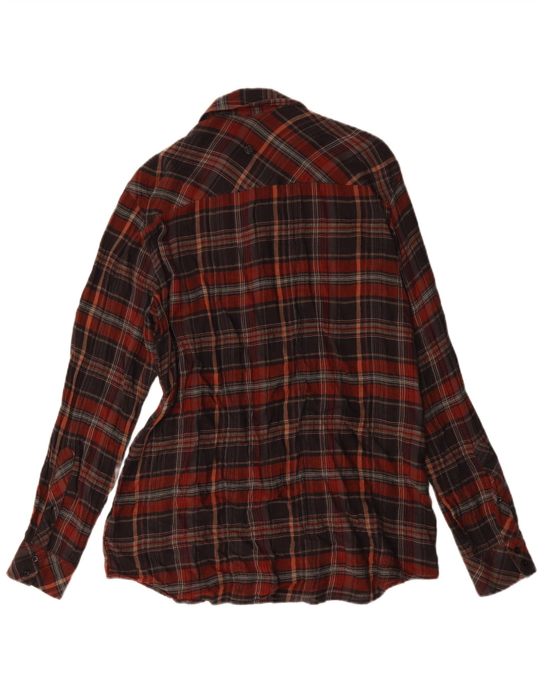 Женская удлиненная рубашка Trussardi UK 14, средний бордовый цвет в клетку
