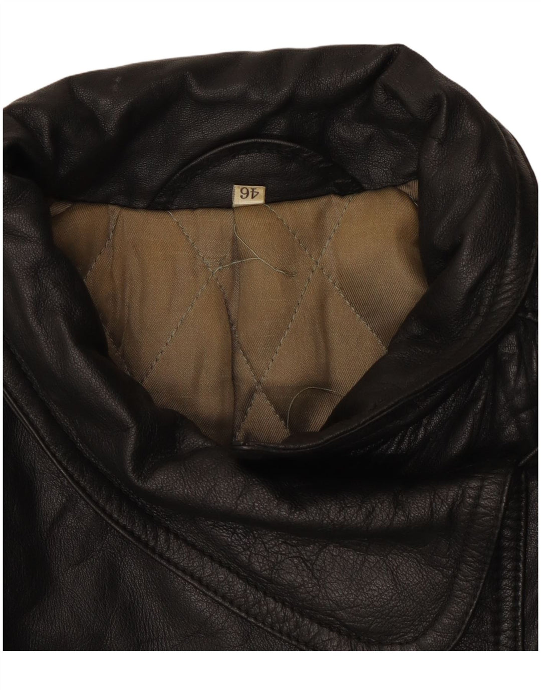 Винтажная женская кожаная куртка IT 46, большая черная