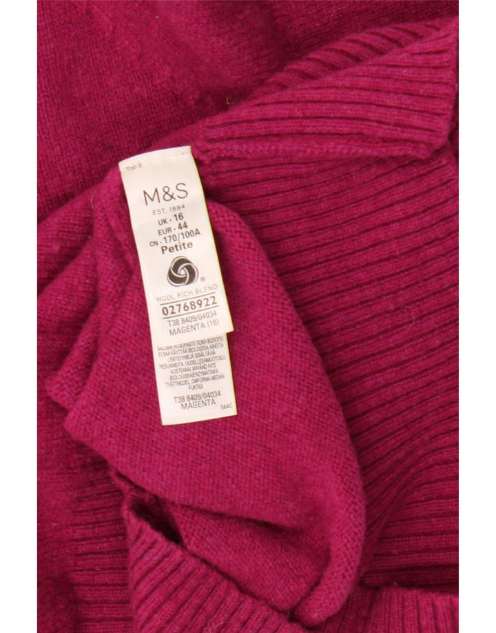 Женский джемпер с высоким воротником Marks & Spencer, Великобритания 16, большой розовый из овечьей шерсти