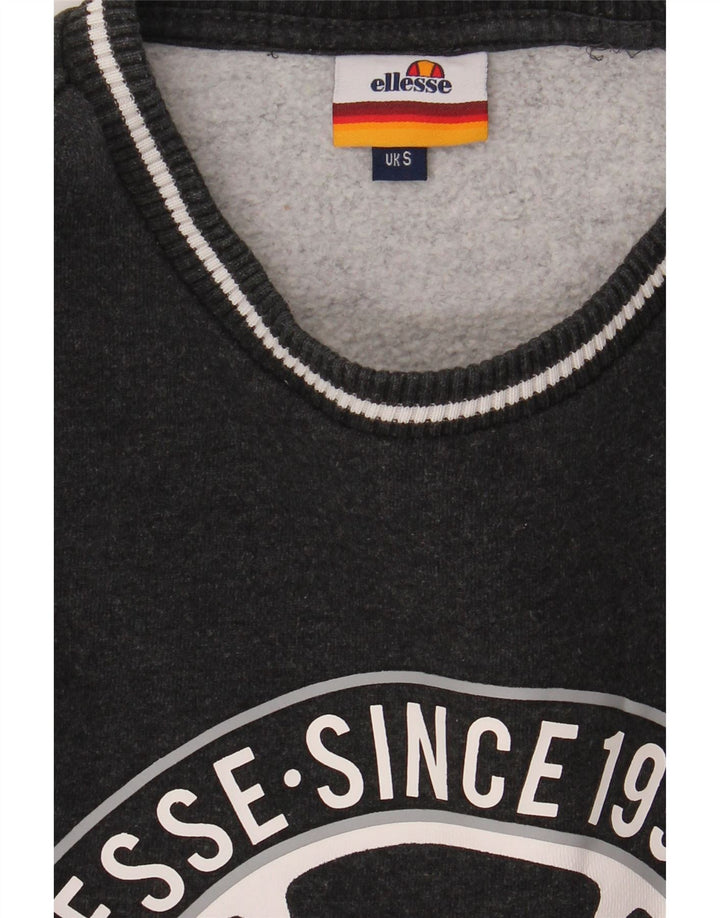ELLESSE Mens Graphic Sweatshirt Jumper Small Grey Cotton Vintage Ellesse and Second-Hand Ellesse from Messina Hembry 