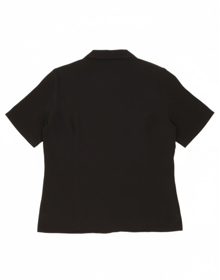 VINTAGE Womens Short Sleeve Shirt Blouse UK 16 Large Black Polyester Vintage Vintage and Second-Hand Vintage from Messina Hembry 