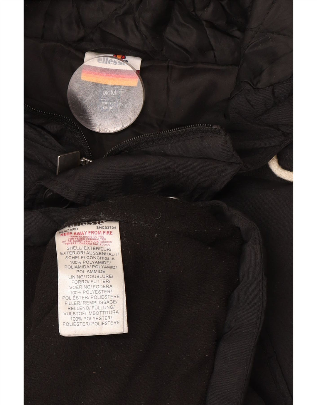 Мужская парка Ellesse с капюшоном UK 38, средний черный полиэстер