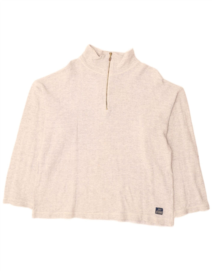 ВИНТАЖНЫЙ женский джемпер с воротником на молнии, Великобритания, 18 XL, серый