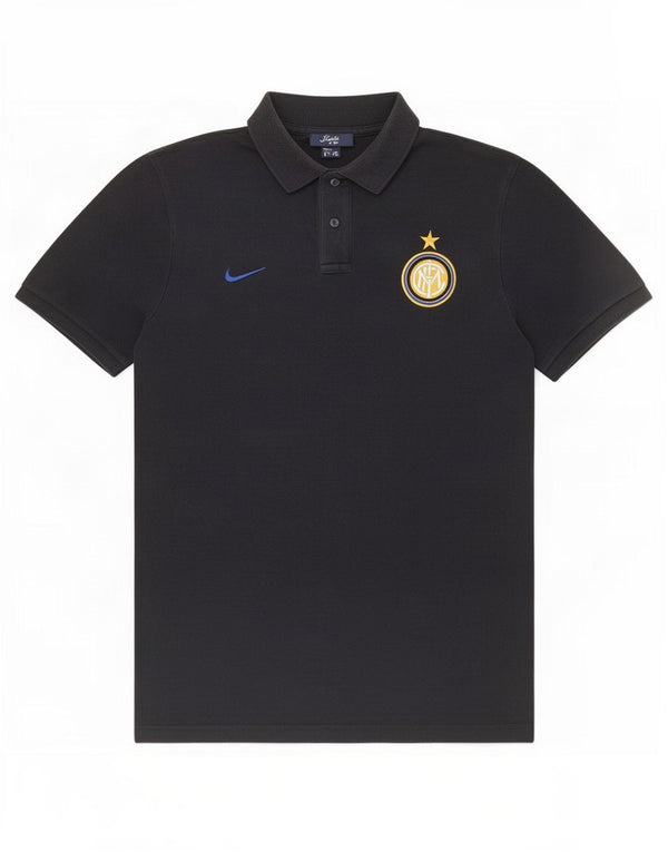 Мужская рубашка поло Nike Inter Milan, хлопковая, среднего размера, черная