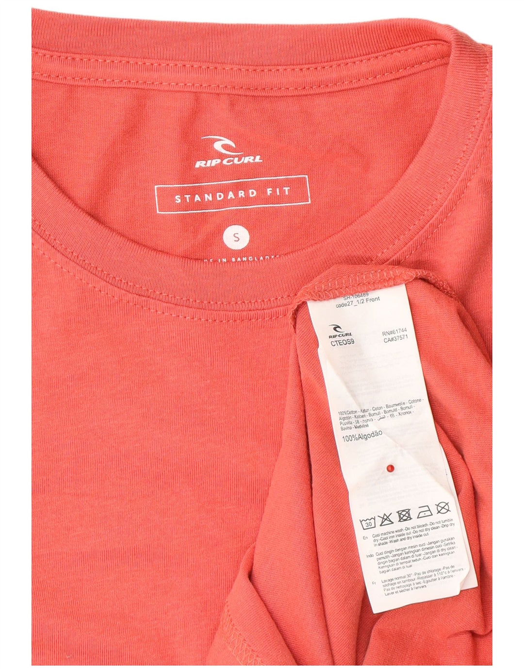RIP CURL Mens Standard Fit T-Shirt Top Small Red Cotton