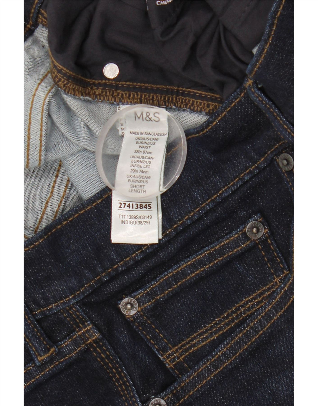 Мужские узкие джинсы Marks & Spencer W38 L29 темно-синие, хлопок