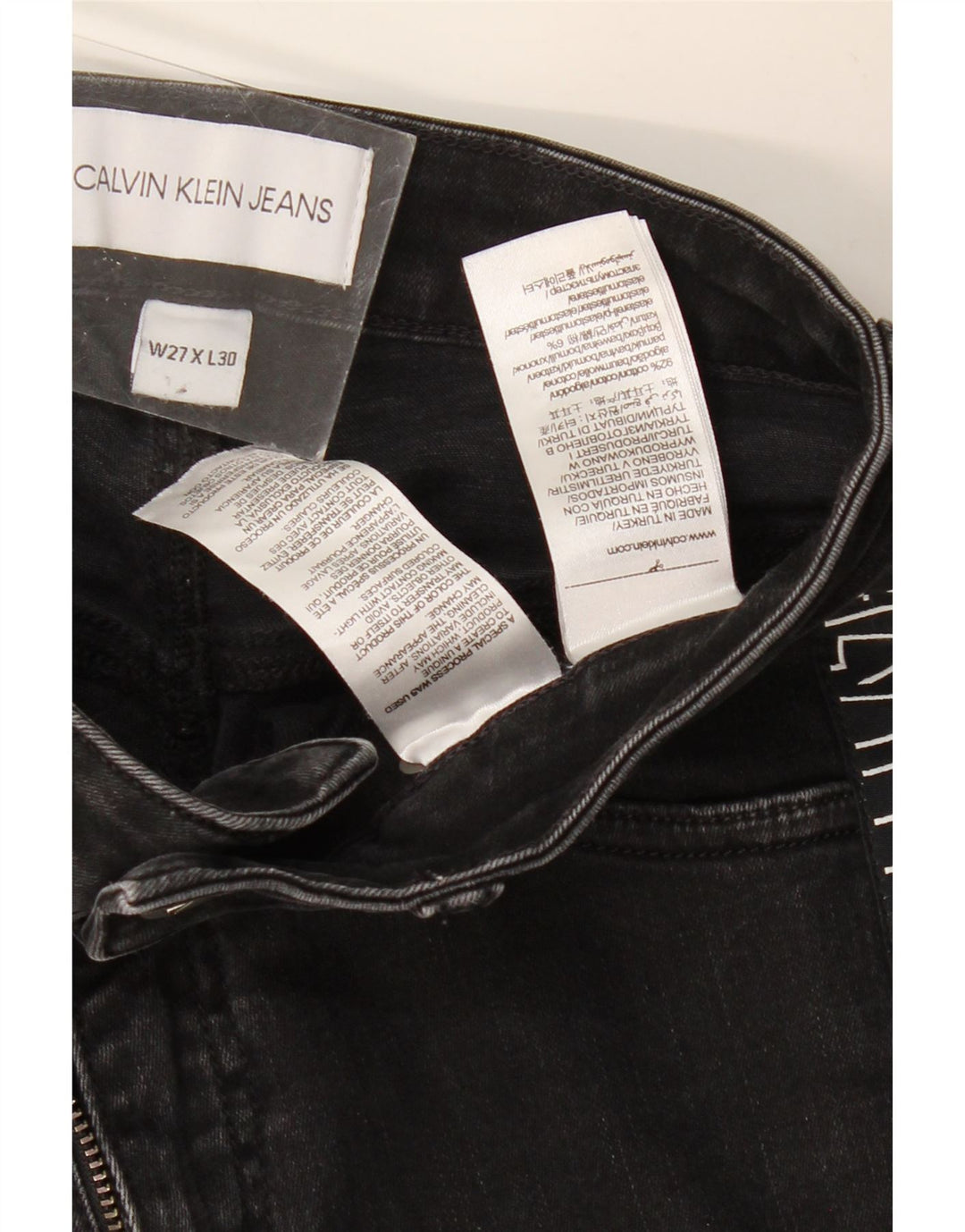 Женские джинсы скинни с рисунком CALVIN KLEIN W27 L30, черный хлопок