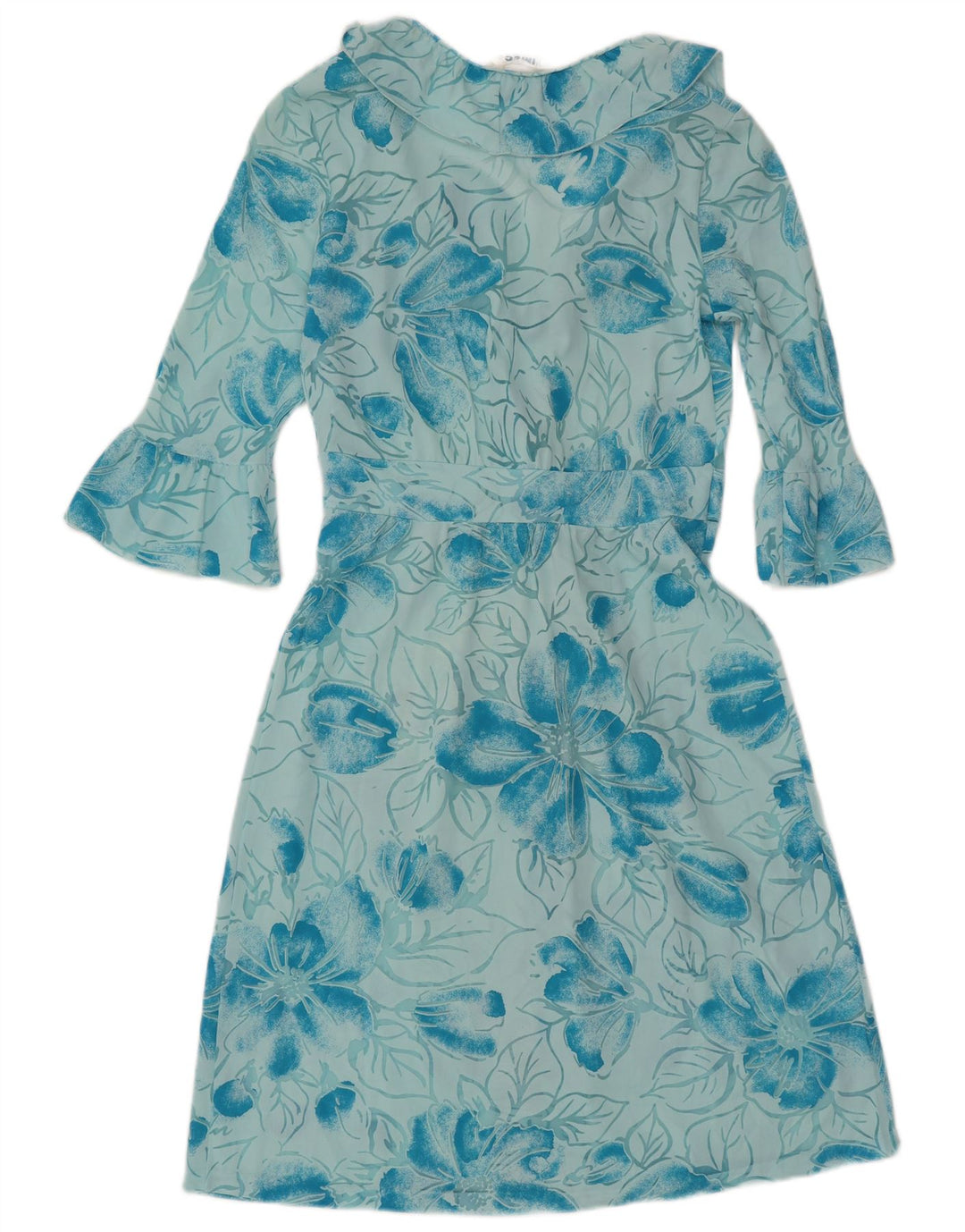 Женское прозрачное платье А-силуэта с рукавами 3/4 Imec, Великобритания 12, средний синий цвет с цветочным принтом