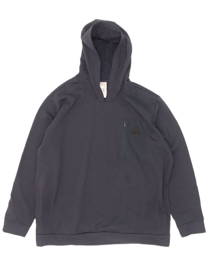 Мужской джемпер с капюшоном Adidas 2XL темно-синий полиэстер