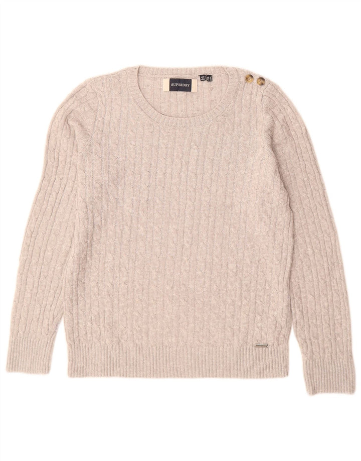 Женский свитер с вырезом «лодочка» SUPERDRY UK 14, большой серый акрил