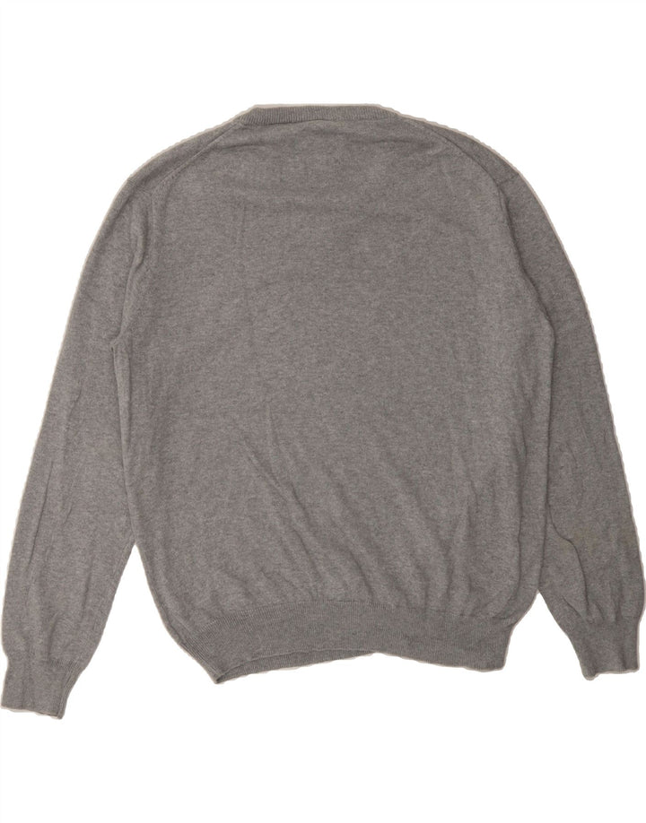 CHAPS Womens V-Neck Jumper Sweater UK 16 Large Grey Cotton Vintage Chaps and Second-Hand Chaps from Messina Hembry 