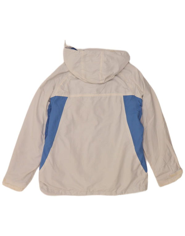 Weird Fish Womens Hooded Rain Jacket UK 14 Large White Colourblock Nylon