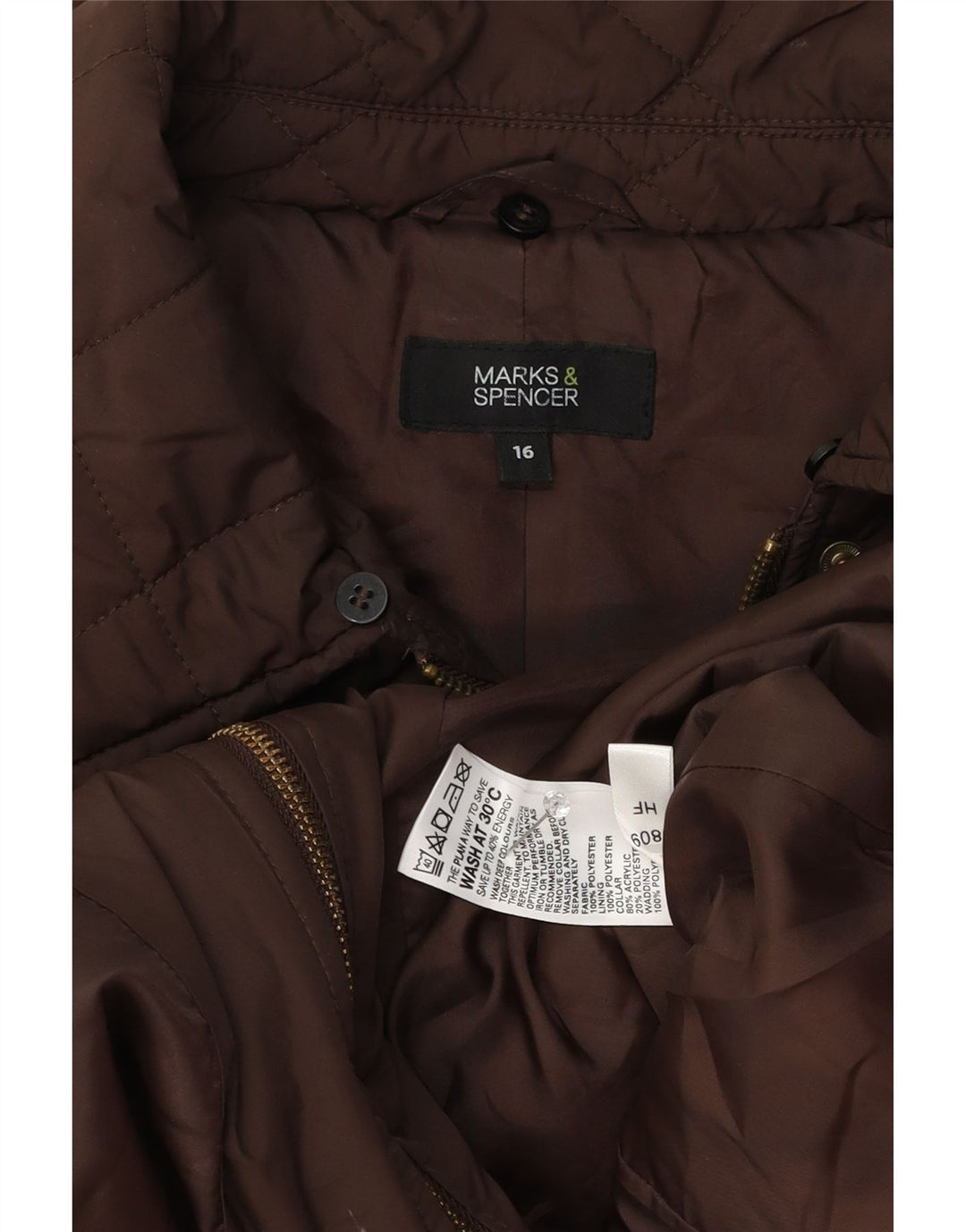 Женская стеганая куртка Marks & Spencer UK 16, большая, коричневая, полиэстер
